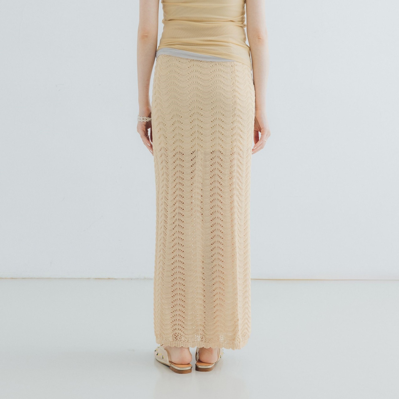 Sheer Crochet Mermaid Long Skirt T3543