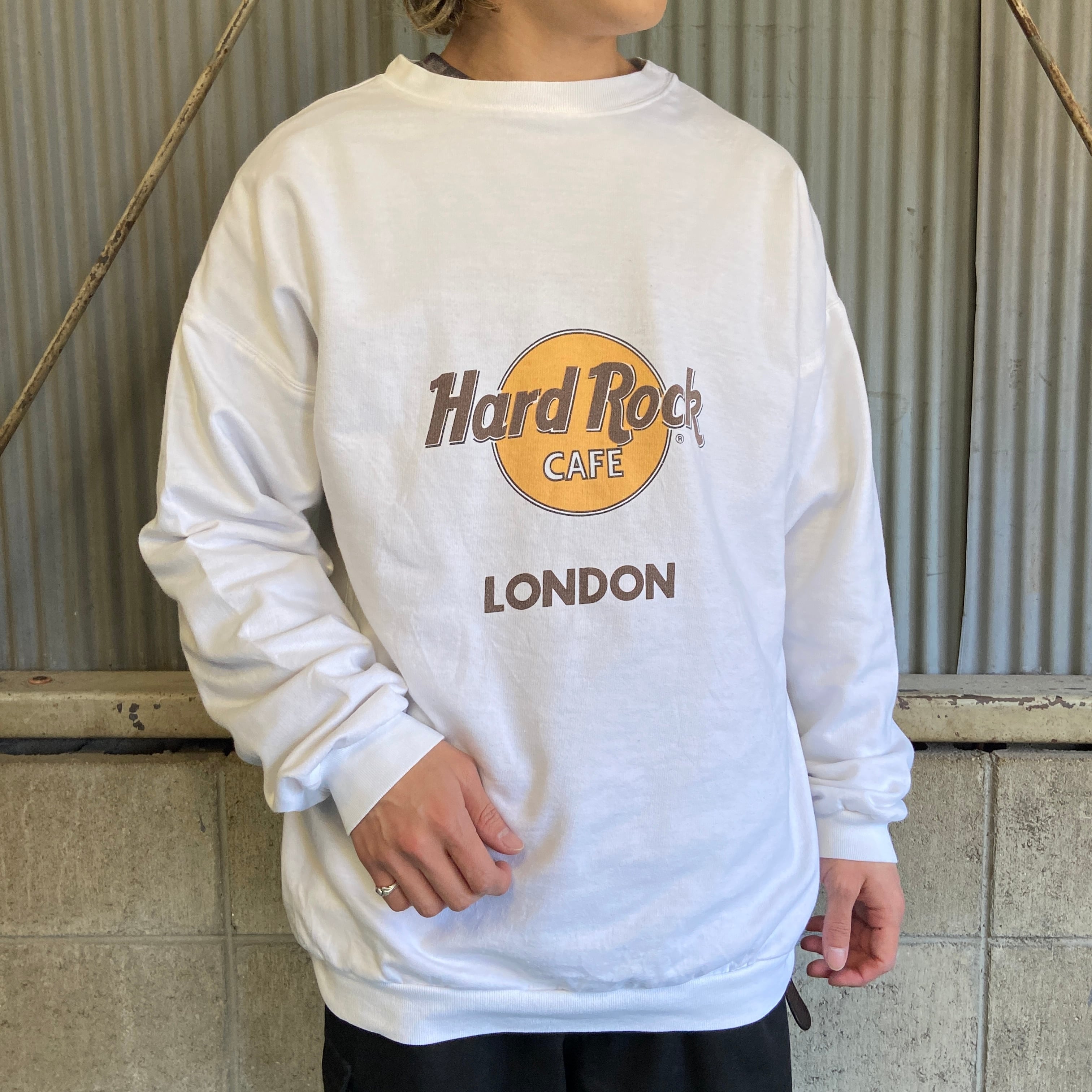 Hard Rock Cafe ハードロックカフェ ロンドン スウェット メンズXL 古着 トレーナー ホワイト 白 レディース LONDON  企業ロゴプリント トレーナー 【スウェット】【SW20】【AN20】 | cave 古着屋【公式】古着通販サイト