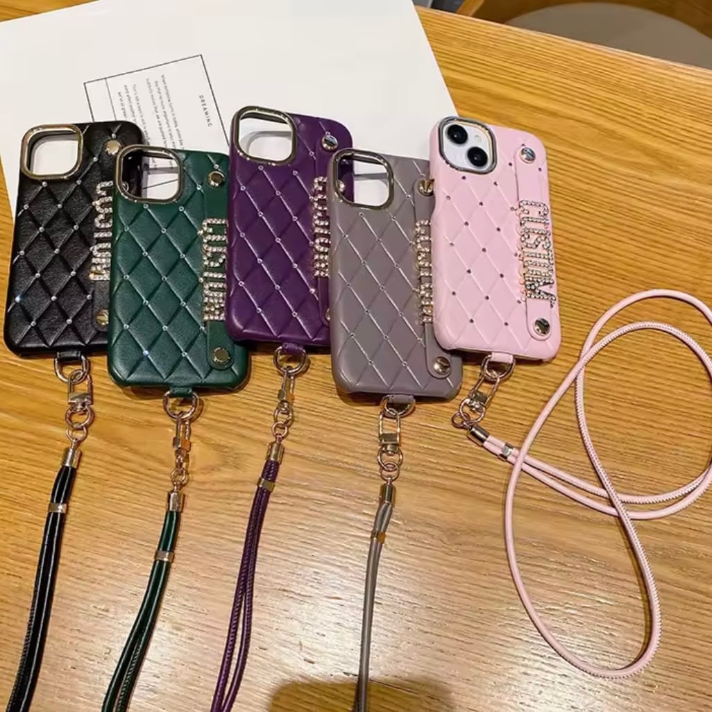 ショルダー付き キルティング ストーン レザー カスタム 名前入れ