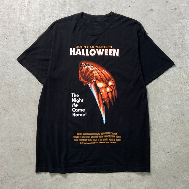 Halloween ハロウィン ムービーT プリントTシャツ メンズL 古着 映画 ジョンカーペンター 黒色【Tシャツ】/ブラック