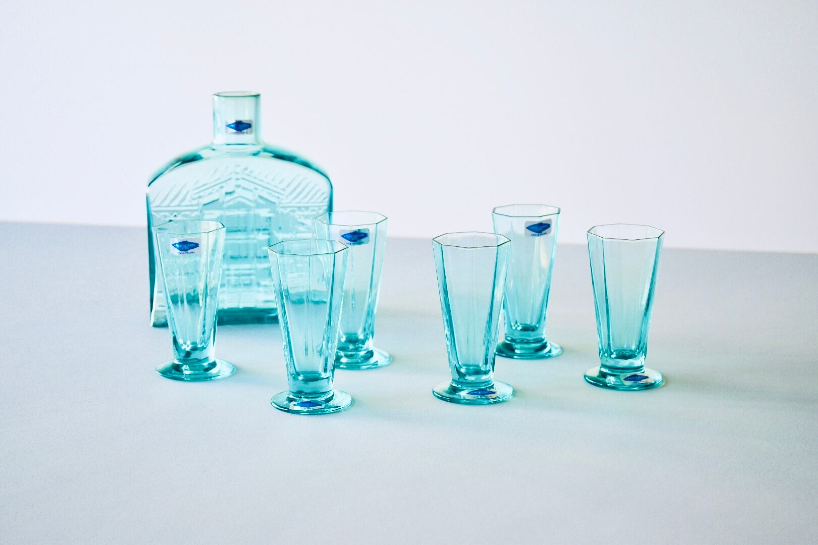 Nuutajarvi Octagon Glass & Bottle set（Kerttu Nurminen）