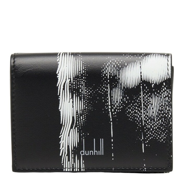 ダンヒル ロゴ 三つ折り財布 ウォレット 折畳み財布 ブラック ホワイト レザー メンズ Dunhill 【中古】