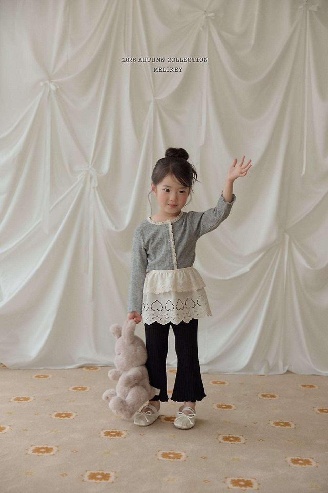 韓国子供服 / 26Autumn / 〖取寄〗Melikey / ナチュラルレースカーディガン / 女子服 *XS~JM*