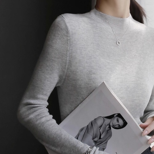 4色／モックネックニットトップス ・20012