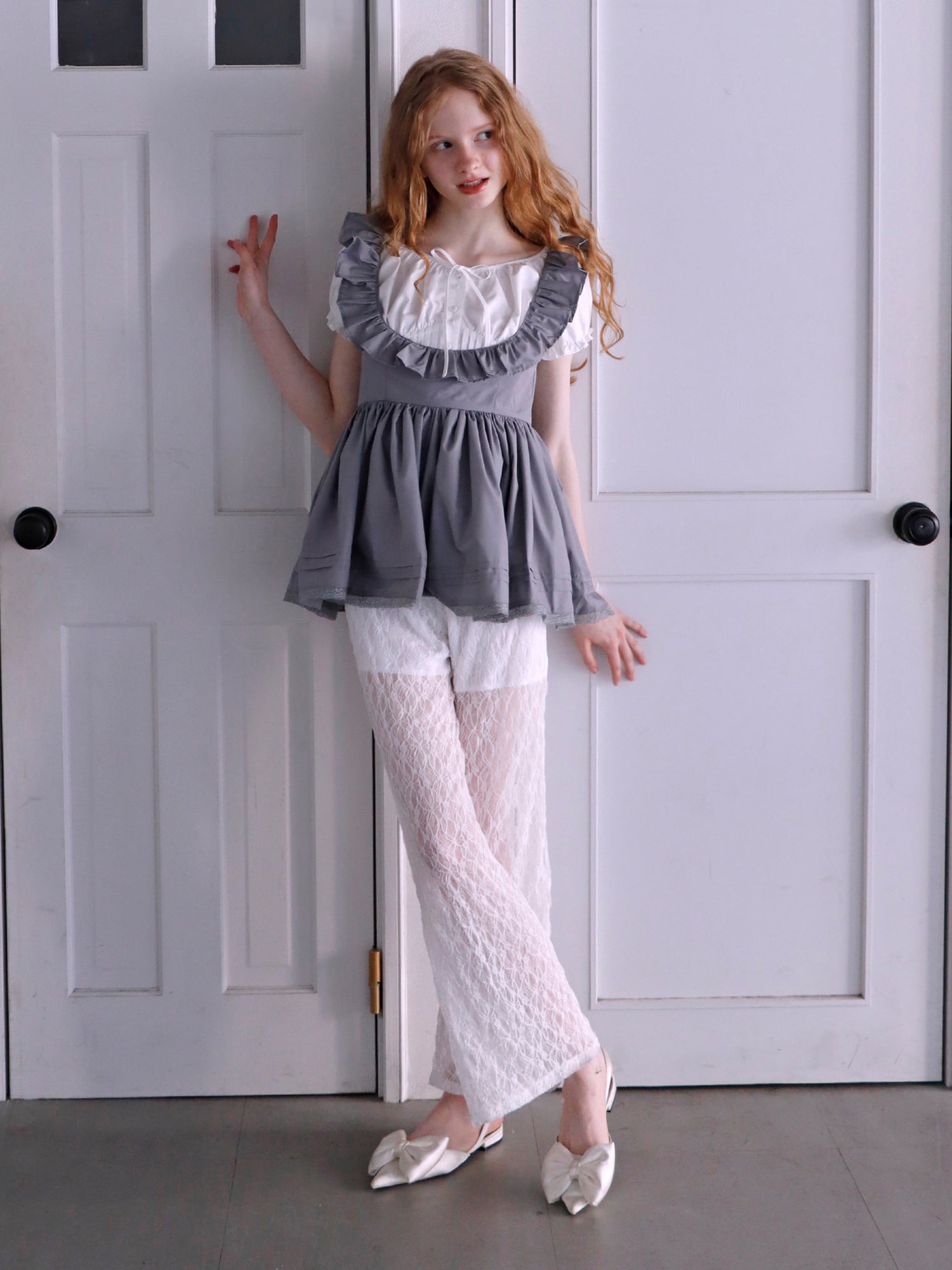 PETIT APLON TOP -GRAY- | mieya mieya