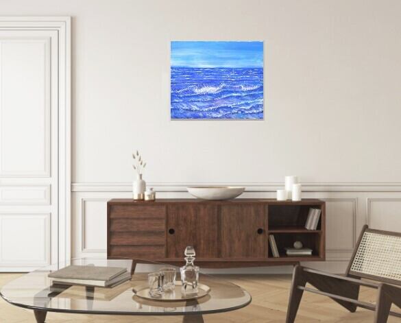 海 絵画（01）sea アクリル画 8号 ocean F8 KIYOKAWA AIMI【絵画 送料