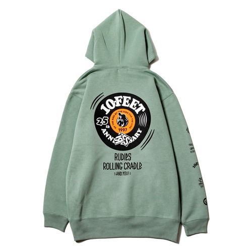 【10-FEET×RUDIES×ROLLING CRADLE】10-FEET 25th ANNIVERSARY TRIPLE COLLABORATION. HOOD SWEAT (SMOKY GREEN) スエットパーカー
