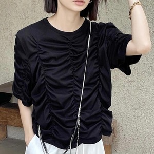 シャーリングデザイン半袖Tシャツ　A1852