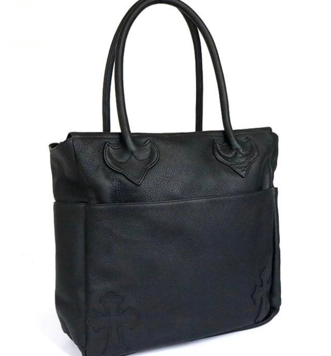 CHROME HEARTS クロムハーツ 4ポケット トートバッグ レザー クロスパッチ SV925 黒