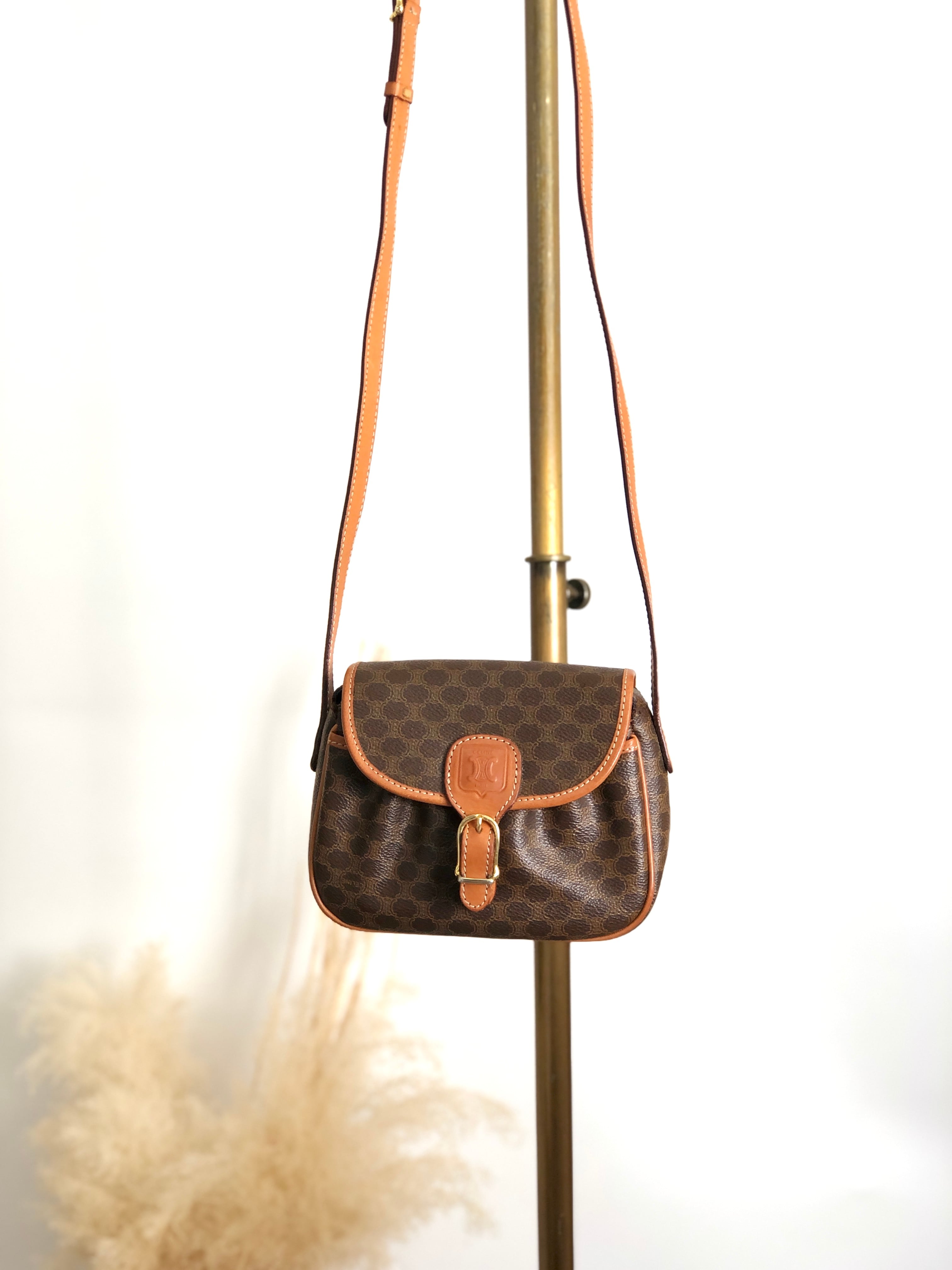 CELINE セリーヌ マカダム ショルダーバッグ ブラウン ブラゾン型押し