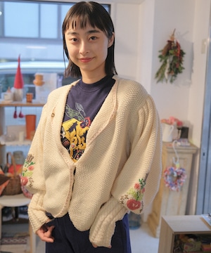 【送料無料】European puff sleeve cardigan