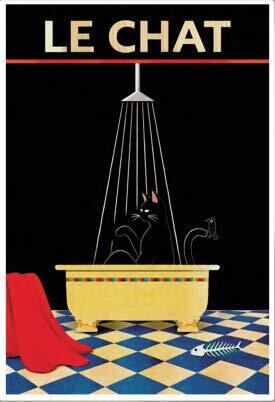 George Bayer "Le Chat in the Shower" Original