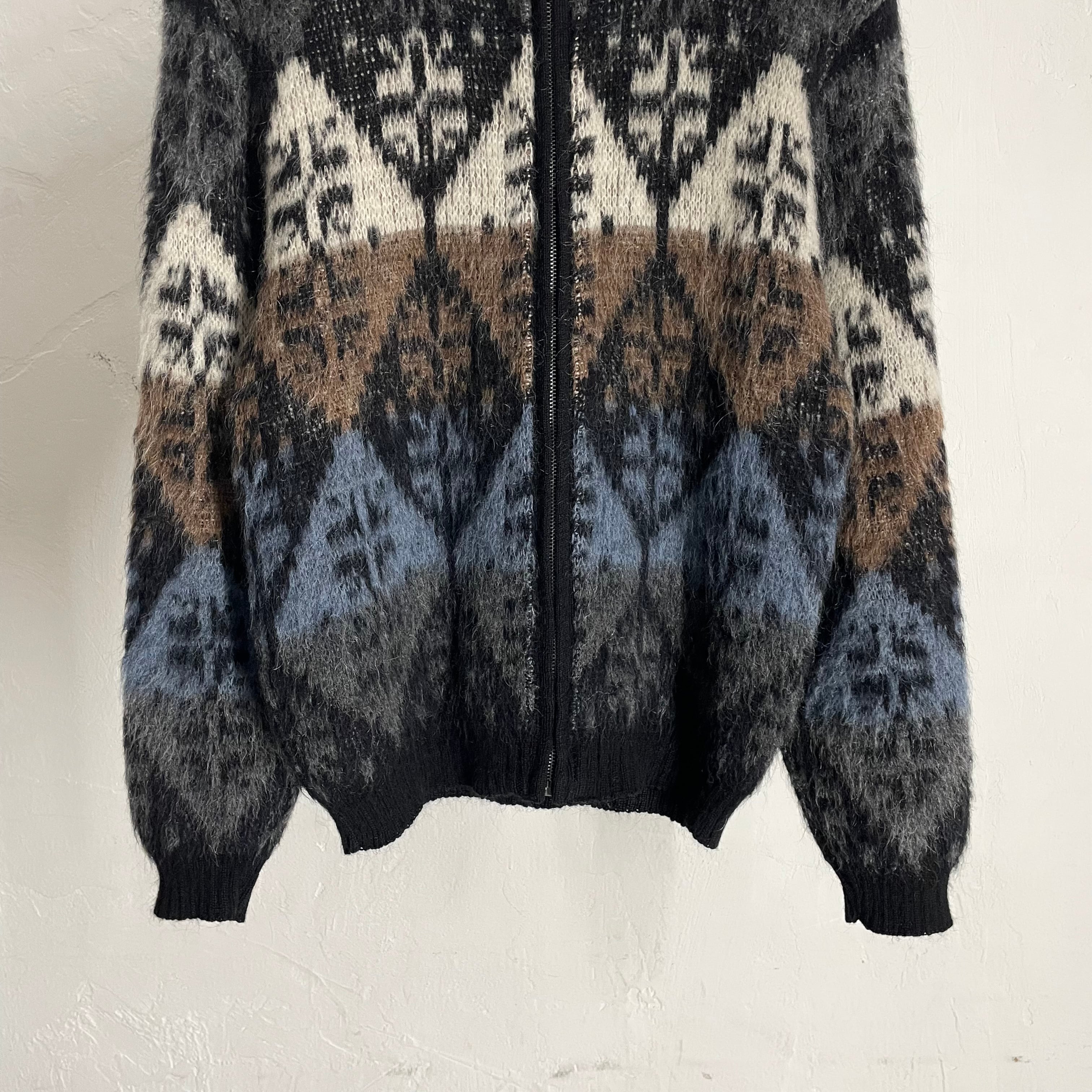 SPECIAL!! 60s PURITAN モヘアカーディガン ブラック L 60s PURITAN Zip-up Mohair Knit Cardigan | VOLAR