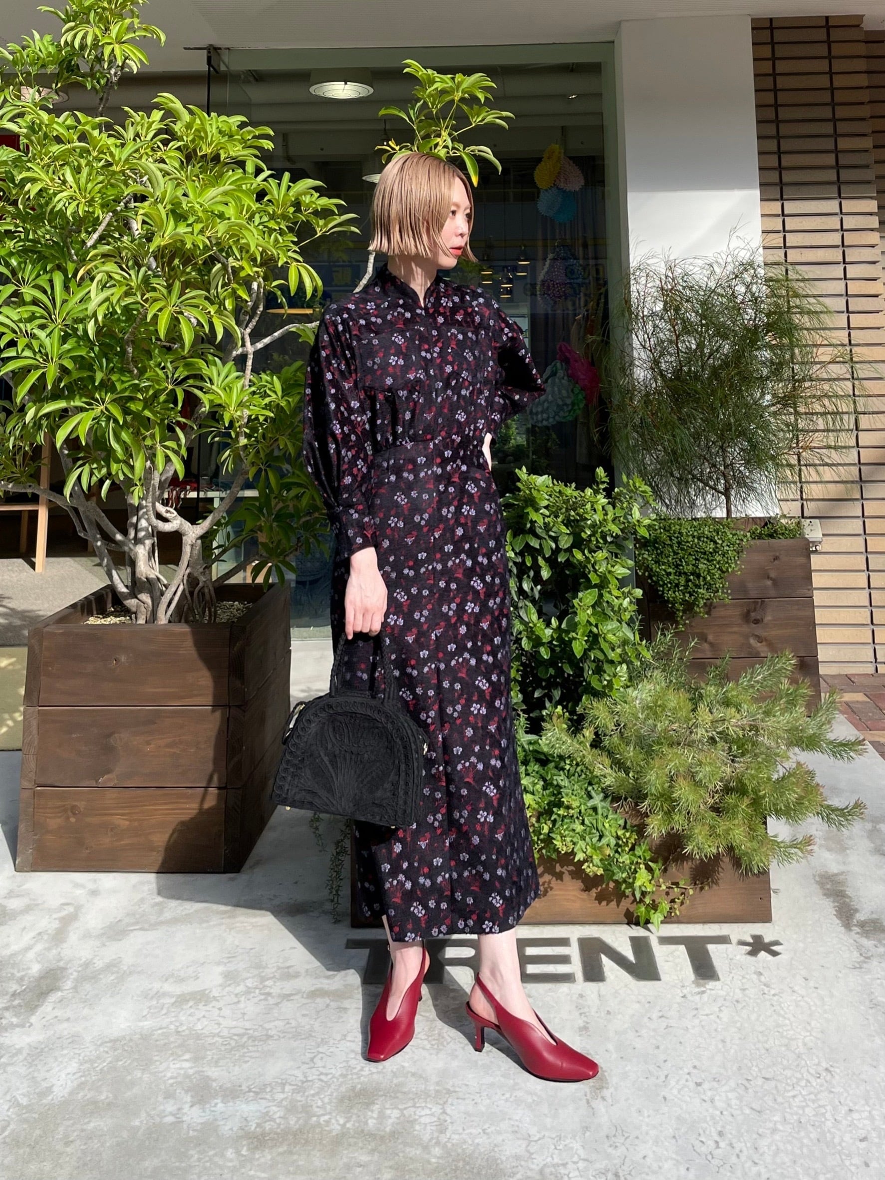 22AW】Mame Kurogouchi マメクロゴウチ / Floral Jacquard Flare Dress