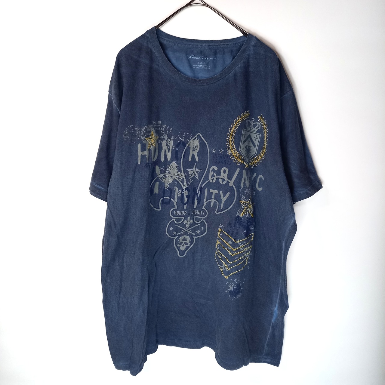 ケネスコール　クルーネック　プリントTシャツ　オーバーサイズ　ネイビー　XL