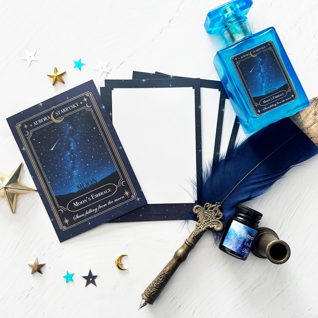 【ミニメモセット】星空香水瓶 オーロラ ラベル柄 ミニメモ20枚セット | 一筆箋