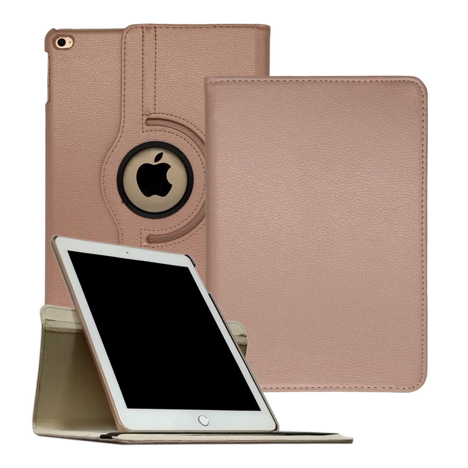 【特価処分】タブレットケース 対応 iPad Air2 Air iPad 6 第6世代 iPad 5 第5世代 2018 2017 9.7 インチ 用 ケース 画面360°回転 スタンド オートスリープ アイパッド 6 5 エア 2 保護 カバー ローズゴールド