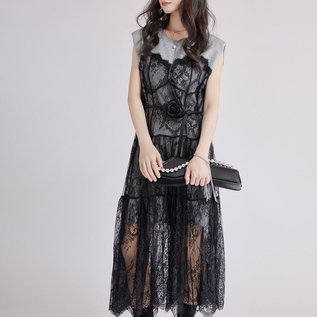 レースメッシュドレス A0012