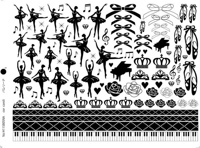 バレリーナ ブラック A4サイズ (ポーセリンアート用転写紙)