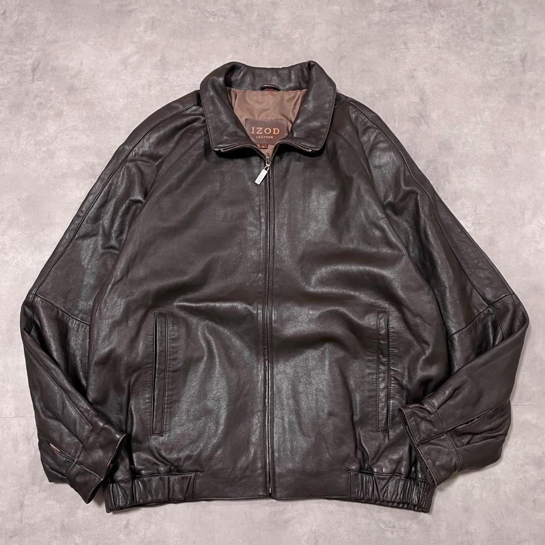 IZOD レザージャケット ブルゾン 短丈 古着 00s L 茶 17399