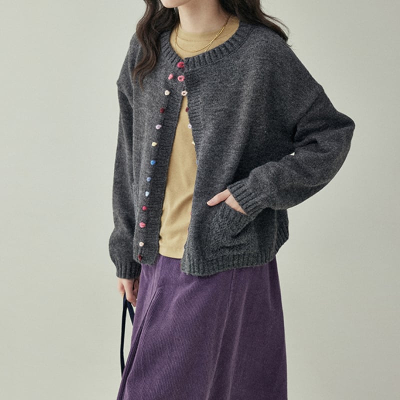カラフルボタンカーディガン M1801