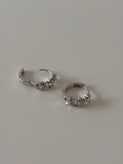 S925 シルバーフラワーフープピアス