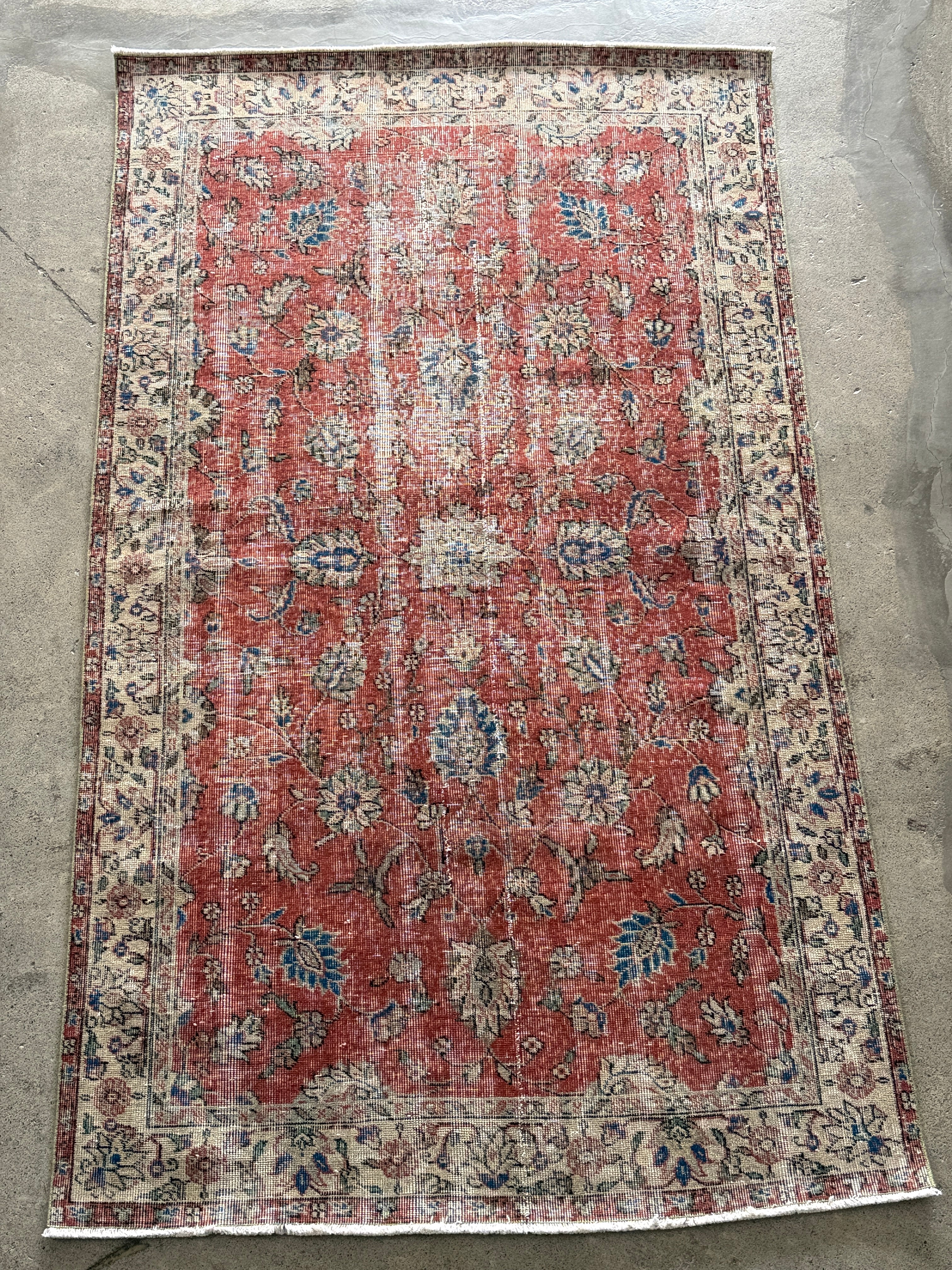 【送料込み】ヴィンテージ トルコラグ イスパルタ絨毯 132x228 TRB3884