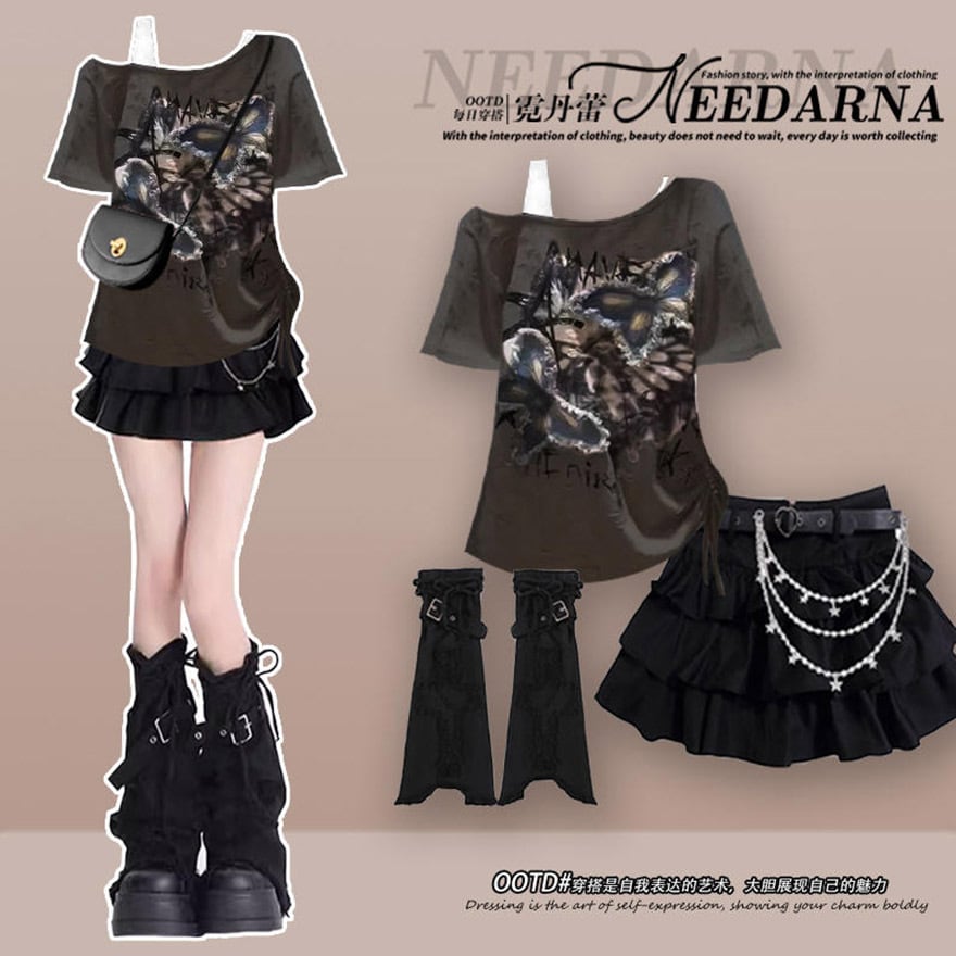 サブカル 服 地雷系 通販 スカート ベルト付き カジュアル 原宿スタイル