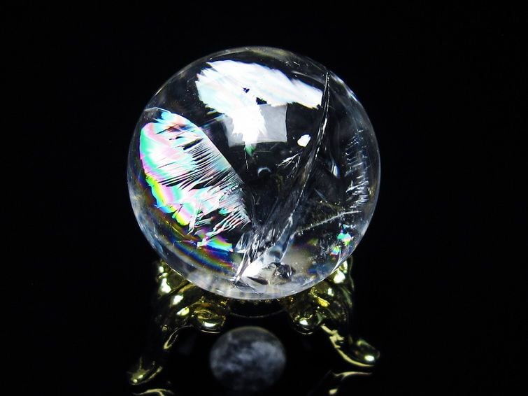 アイリスクォーツ 水晶 丸玉 虹入り 27mm 水晶玉 置物 スフィア 141