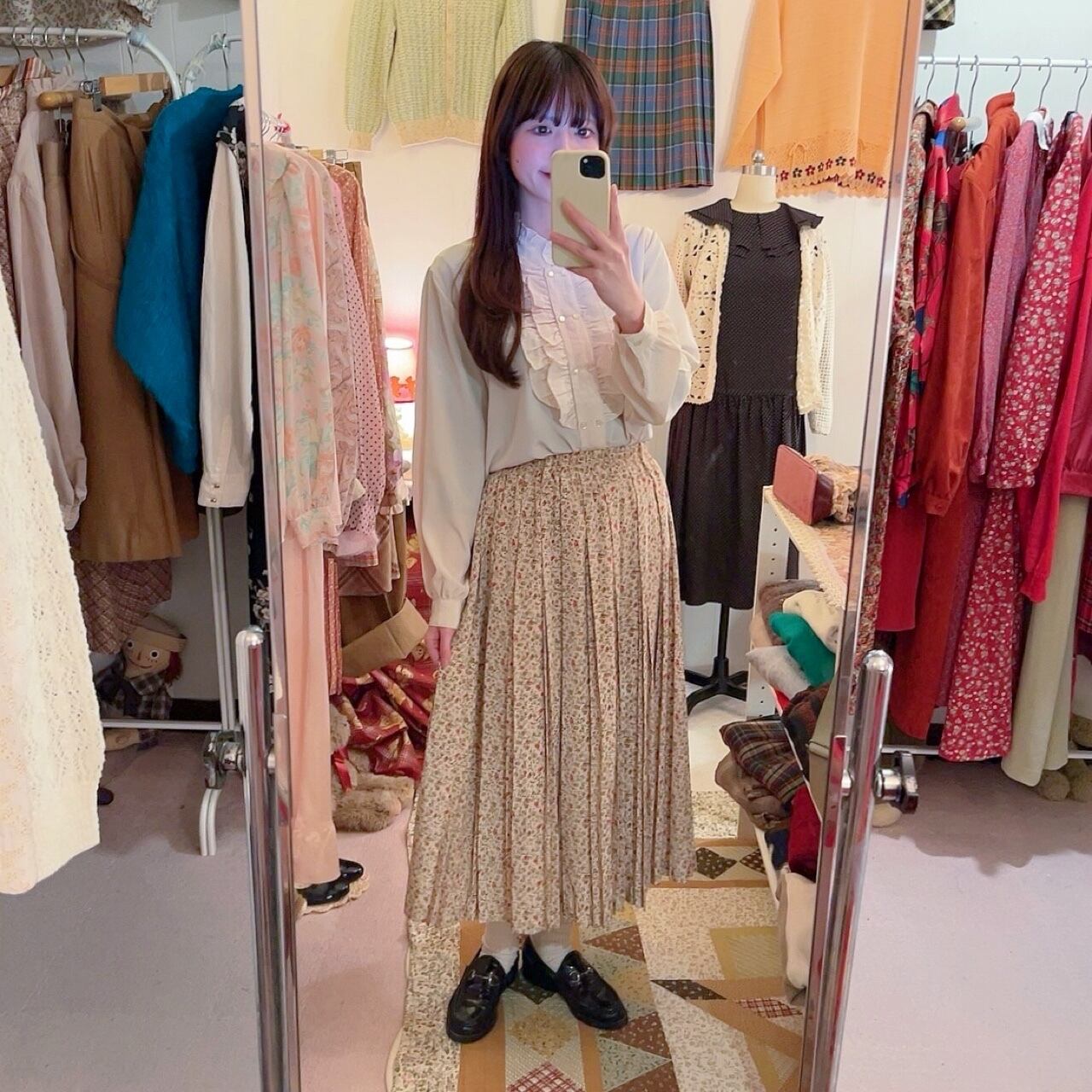 mini rose pleats skirt
