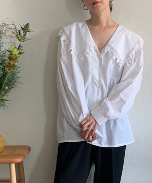 【送料無料】90's big collar blouse