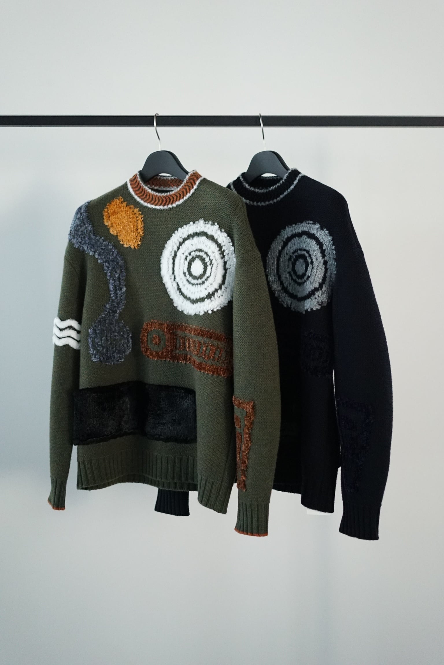 Mame Kurogouchi / Jomon Pattern Knitted Pullover ( KHAKI / NAVY