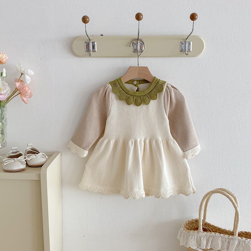 【BABY&KID】秋新作丸襟ワンピース