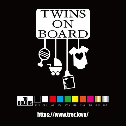 全10色 TWINS ON BOARD マストアイテム ステッカー