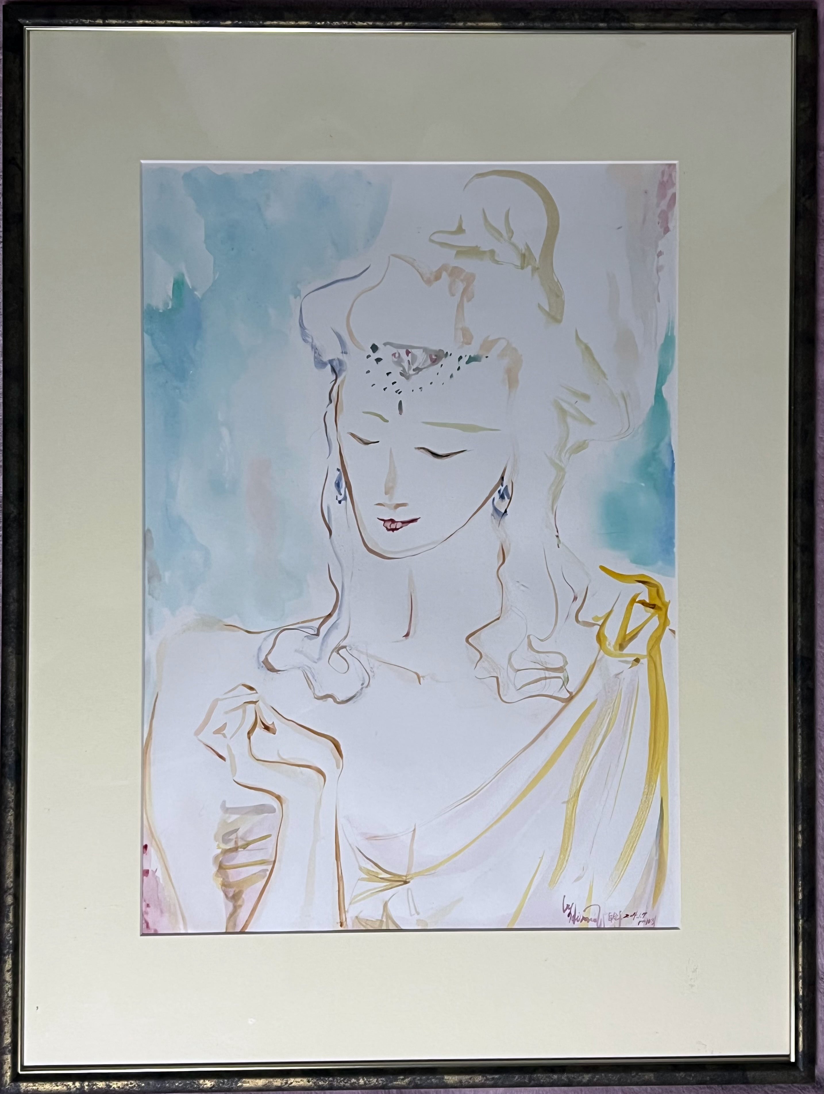 菩薩＊四つ切サイズ水彩額装画＊原画 | mizunoART ゆり呼【渡邉裕美