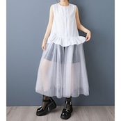 チュールスカート風 ロングシャツ 30194