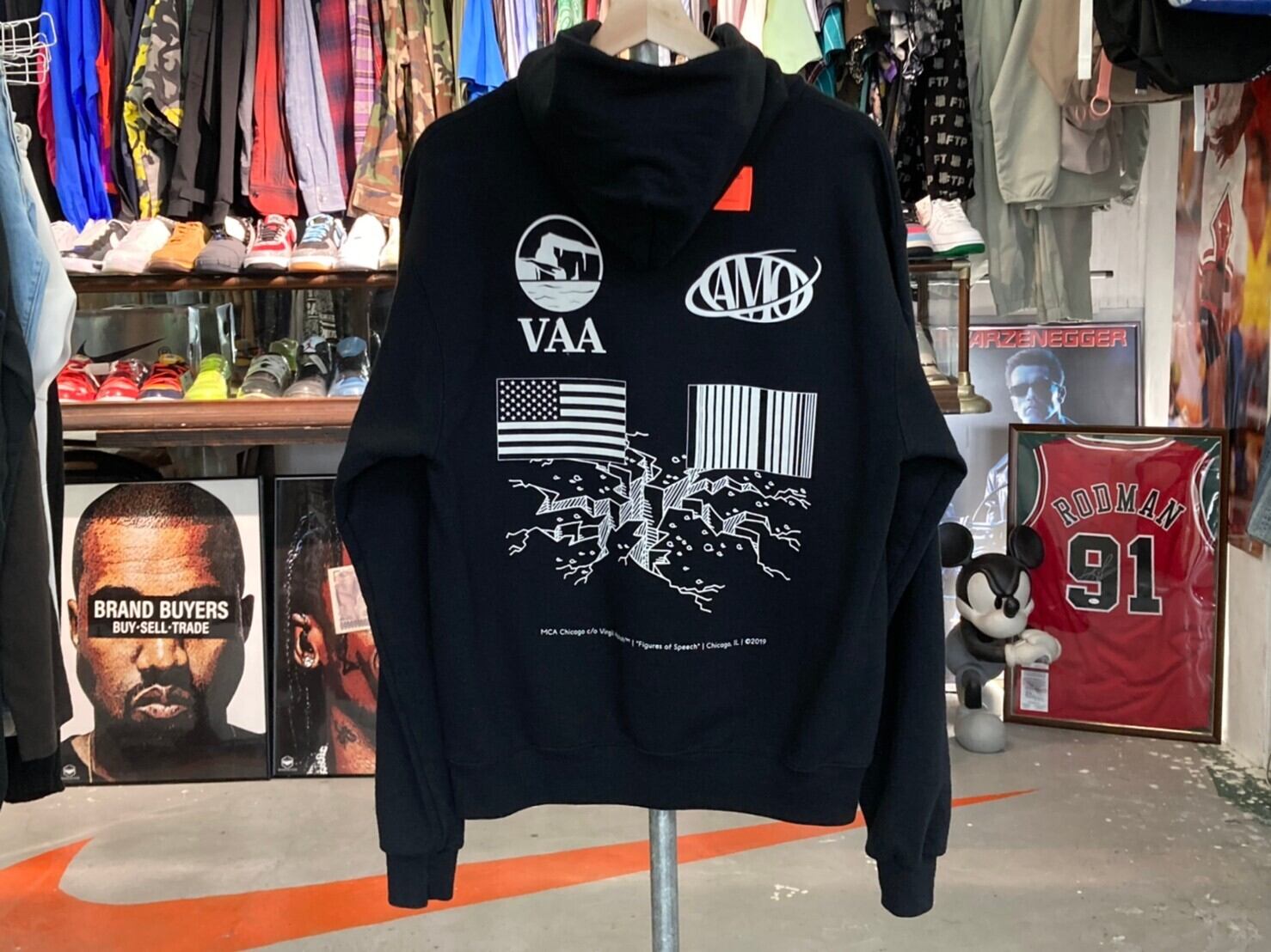 VIRGIL ABLOH × MCA FIGURES OF SPEECH HOODED SWEATSHIRT CHAMPION BLACK  MEDIUM JJ9553 | BRAND BUYERS OSAKA