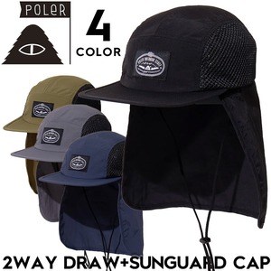POLeR ポーラー キャップ メンズ サンガードキャップ 日よけ 帽子 アウトドアキャップ ドローコード付き 2WAY UV対策 2WAY DRAW+SUNGUARD CAP 261MCV0026 26SP 日本代理店正規品