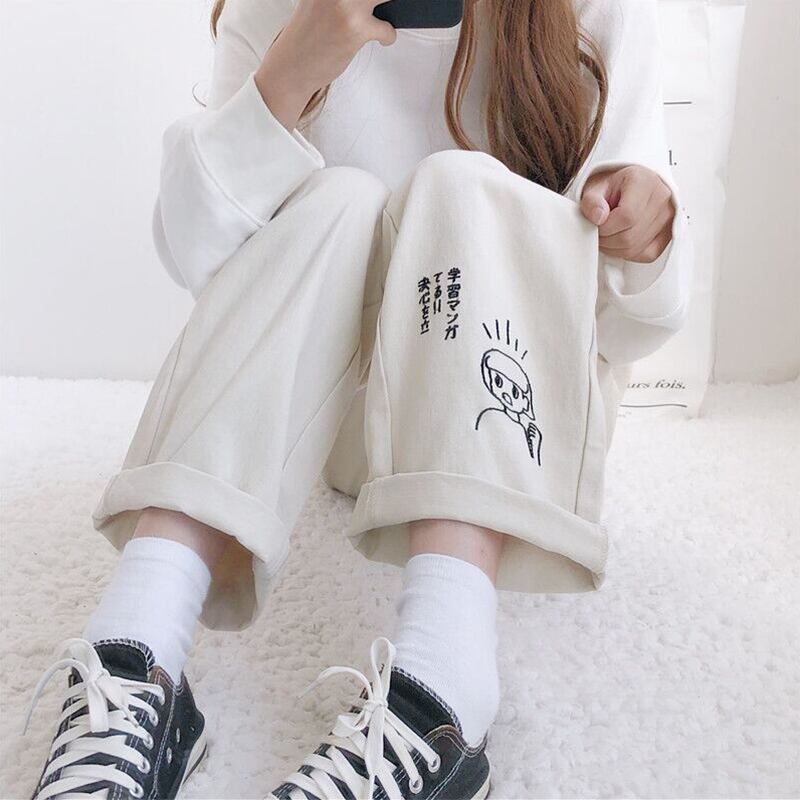 オールマッチカジュアルパンツレディースパンツ2020年春秋新作ハイウエストパンツルーズワイドレッグパンツパンツレディースのスモールフレッシュバージョン 萌量不足75998126567