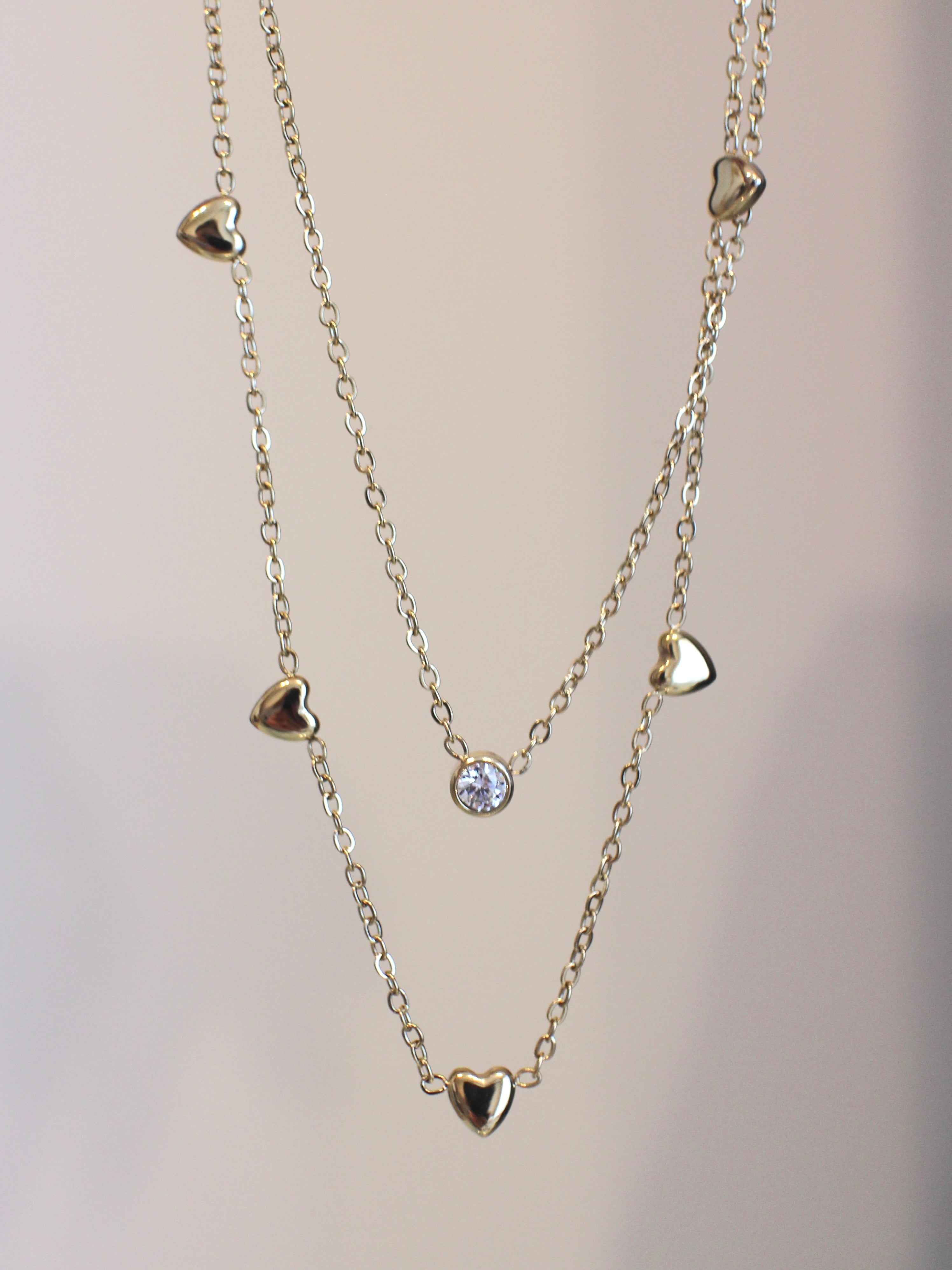 double heart chain necklace〈n015〉
