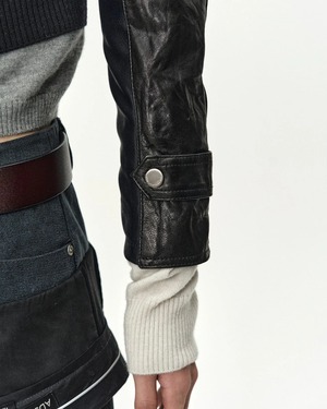 【26SS】ADSB Andersson Bell アンダーソンベル / ショート丈 レザージャケット / CUT-OUT SHRUNKEN RACING LEATHER JACKET