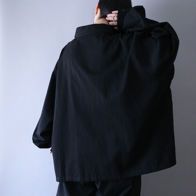 XXXXXX super wide over silhouette velours topping pattern shirt jacket