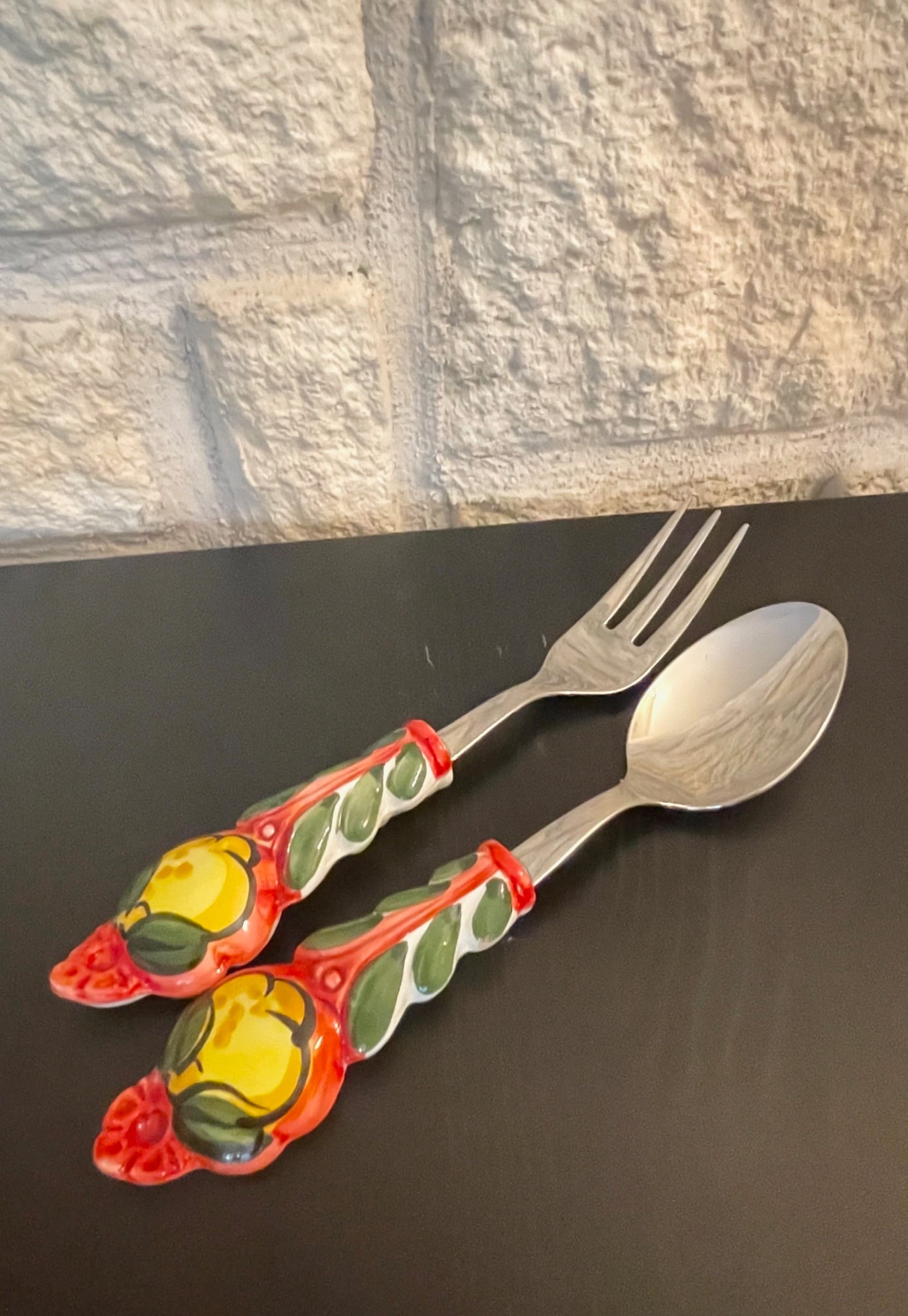 イタリア並行輸入！ レモン柄 スプーン・フォークサーバー カトラリー