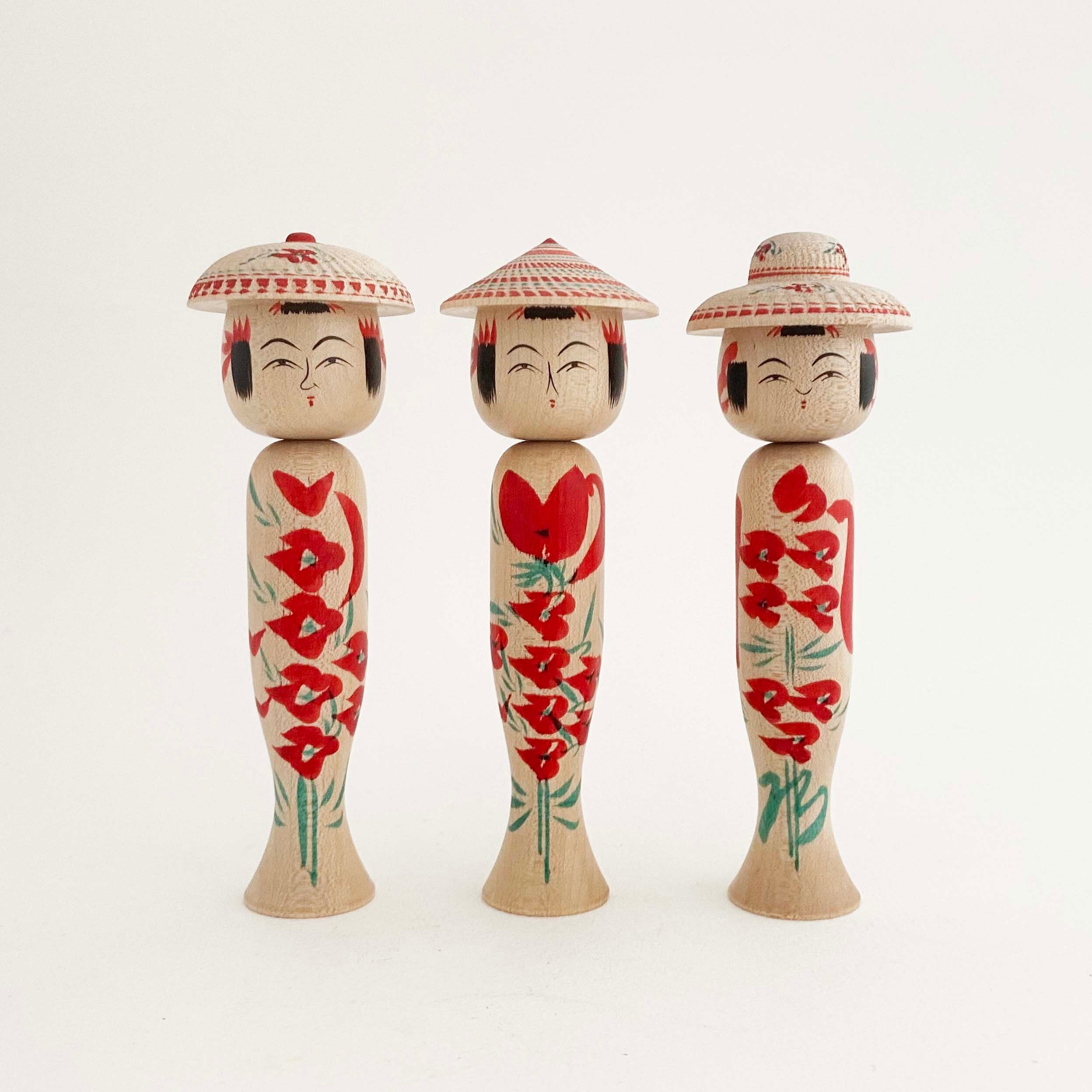笠こけし3本セット（山形系 / 小林清工人）