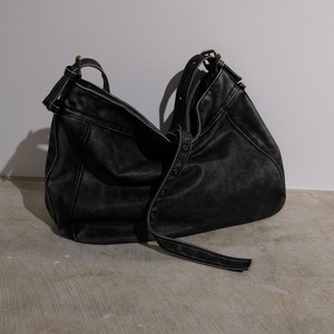 VINTAGE WASHED LEATHER BAG / BLK