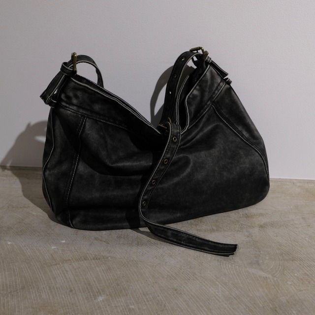 VINTAGE WASHED LEATHER BAG / BLK