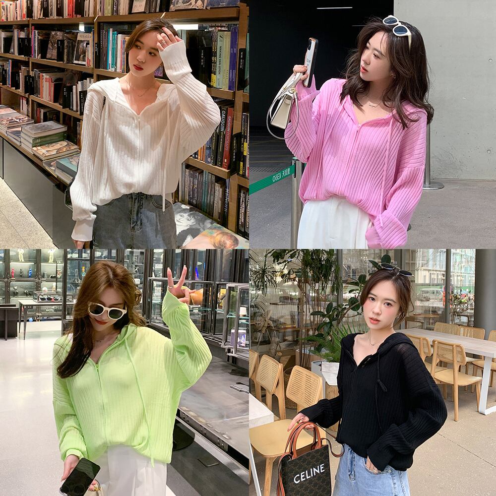 薄手フードストライプセーター レディーススプリングサマースタイルトップス 春物 夏物 6Du_Shop_Women84503463835