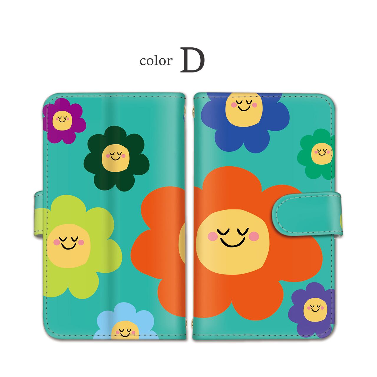 送関込【Harper & Blake】UK発!手帳型スマホケース Smiley/笑顔 iPhoneケース スマイル 花柄 ハッピー 笑顔 ブックタイプ 手帳型