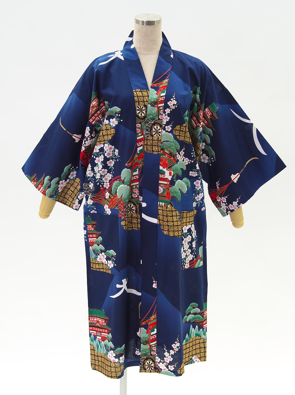 《祇園》 HAPPI コート 【 "GION FESTIVAL" HAPPI COAT 】 LADIES COTTON 100% MIDDLE ハッピ 半纏 和服 和柄 和風 レトロ 和モダン 和コーデ 和ローブ ミドル丈 ショート コート マント ガウン 部屋着 コスプレ 衣装 お出かけ 日本土産 人気 日本製