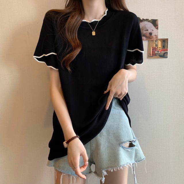 ニット レディース サマーニット セーター ショート丈 トップス クロップ丈 L XL 2XL 3XL 4XL 大きいサイズ バイカラー メロウ フリル ウェーブ ケーブル編み 半袖 クルーネック かわいい 大人可愛い きれいめ こなれ感 ラフ フェミニン おしゃれ おとな ゆったり ナチュラル ラブリー キュート ガーリー カジュアル 抜け感 華やか 主役級 存在感 学生 デート お出かけ 女子会 お泊まり 休日 春 夏 10代 20代 30代 40代 韓国系 着回し 普段使い モテ 送料無料